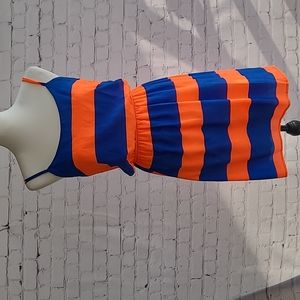 Peaches N Cream Bright Striped Mini Dress Sz Small